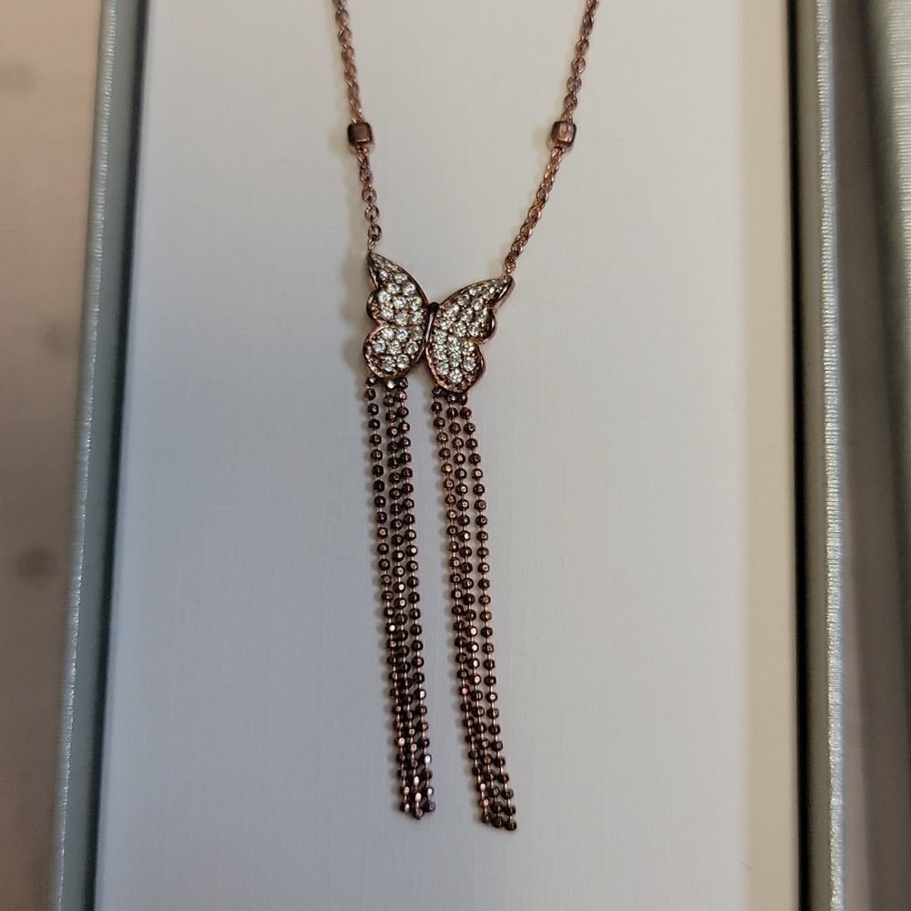 New Stella Picciotto sterling silver butterfly tassle rose gold necklace - Picture 2 of 5